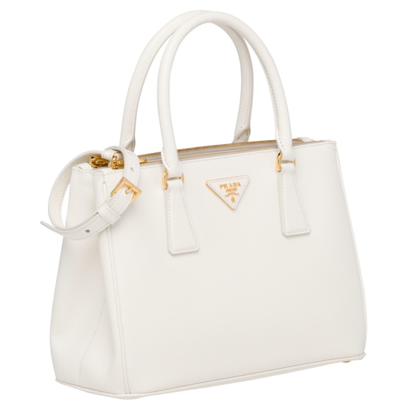 Prada Small Galleria Bag In White Saffiano Leather 484