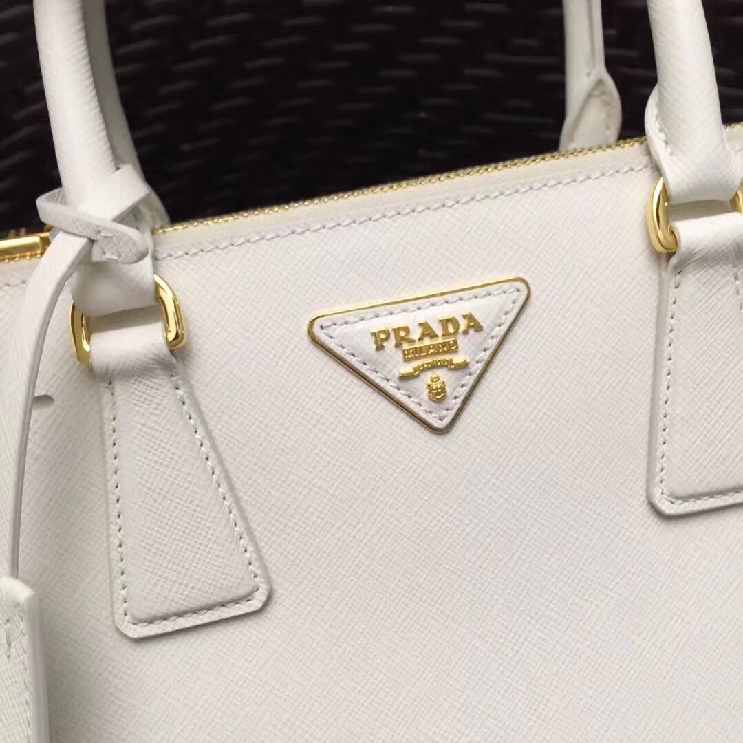 Prada Small Galleria Bag In White Saffiano Leather 484