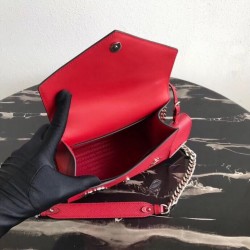 Prada Red Monochrome Flap Bag With Metal Appliques 542