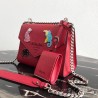 Prada Red Monochrome Flap Bag With Metal Appliques 542