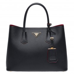 Prada Black Saffiano Double Medium Bag 567