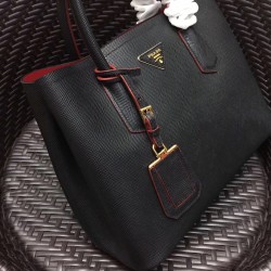 Prada Black Saffiano Double Medium Bag 567
