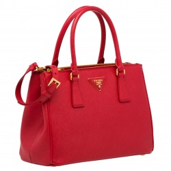 Prada Small Galleria Bag In Red Saffiano Leather 379