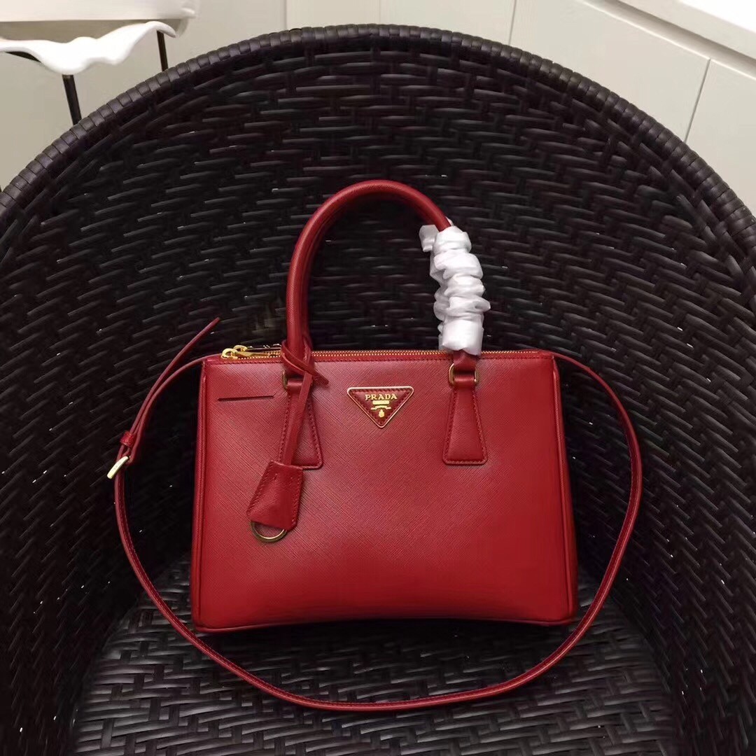 Prada Small Galleria Bag In Red Saffiano Leather 379