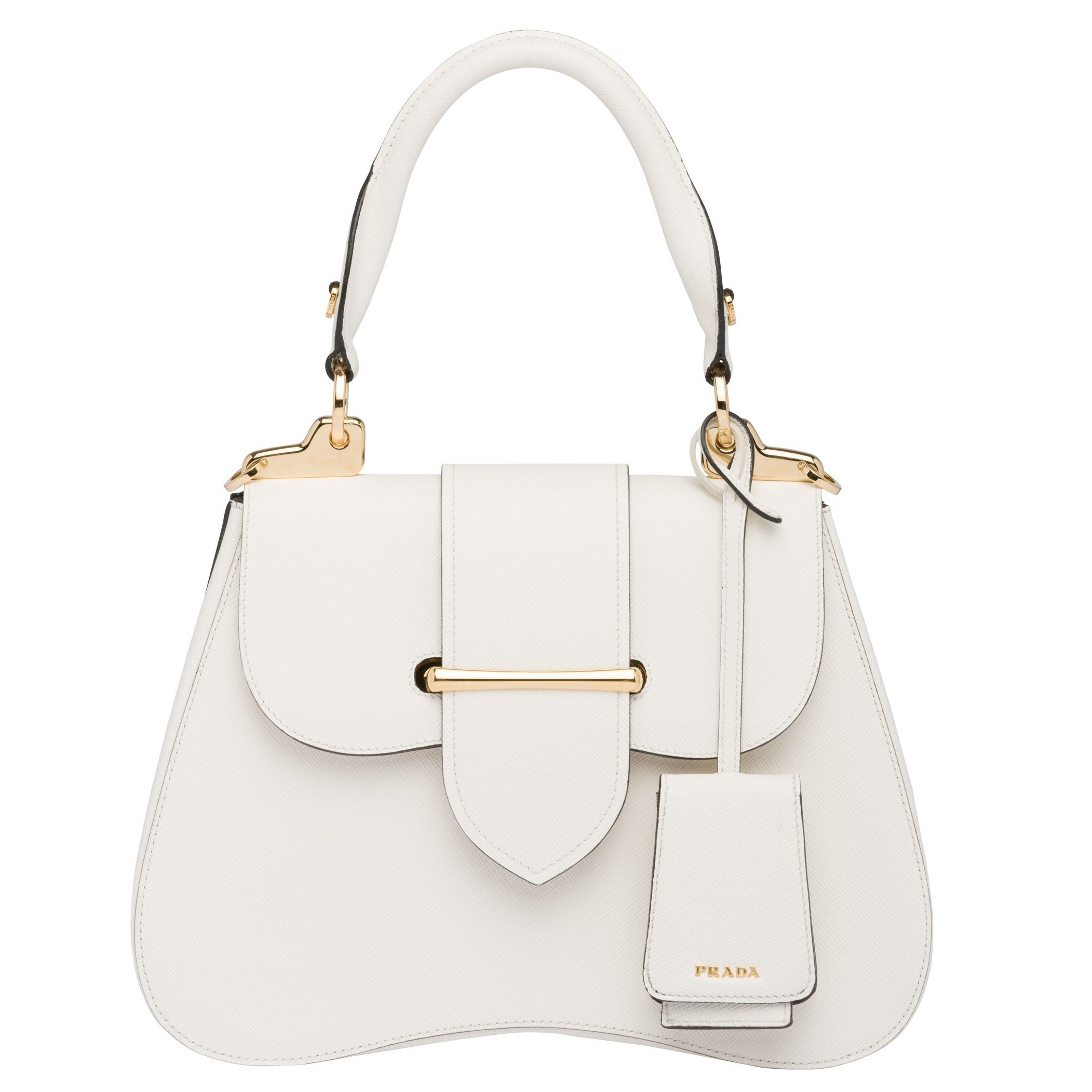 Prada White Large Sidonie Saffiano Leather Bag 391