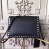 Prada Etiquette Bag In Black Calfskin With Metal Stud Trim 767