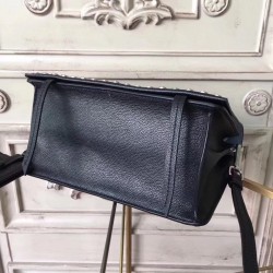 Prada Etiquette Bag In Black Calfskin With Metal Stud Trim 767