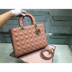 Dior Large Lady Dior Bag In Powder Cannage Lambskin 724