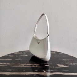 Prada Cleo Small Shoulder Bag In White Brushed Leather 729