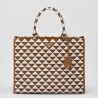 Prada Symbole Large Bag In White/Brown Jjacquard Fabric 773