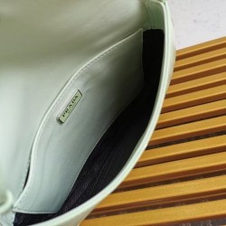 Prada Aqua Brushed Leather Cleo Shoulder Bag with Flap 804