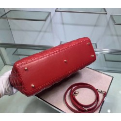 Dior Large Lady Dior Bag In Red Cannage Lambskin 763