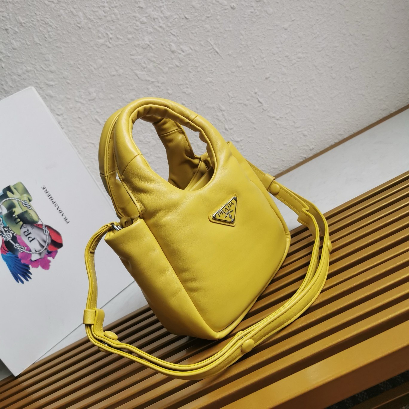 Prada Small Top-handle Bag in Yellow Nappa Leather 828