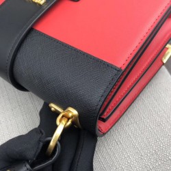 Prada Large Cahier Bag In Red/Black Leather 896