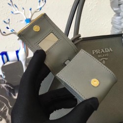 Prada Large Monochrome Bag In Grey Saffiano Leather 909