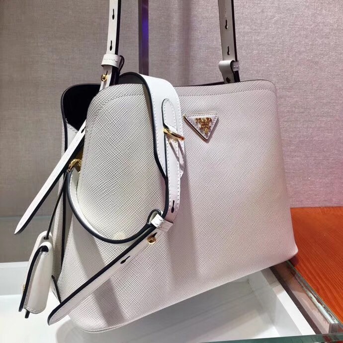 Prada Matinee Small Bag In White Saffiano Leather 919