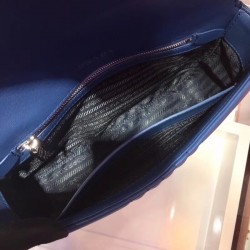 Prada Diagramme Flap Bag In Blue Calfskin 745