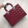 Dior Large Lady Dior Bag In Bordeaux Patent Leather 771