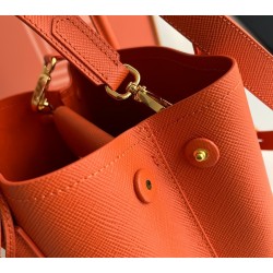 Prada Double Mini Bag In Orange Saffiano Leather 178