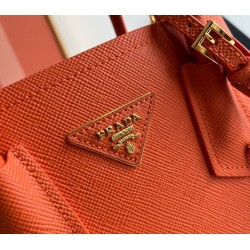 Prada Double Mini Bag In Orange Saffiano Leather 178