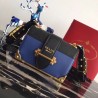 Prada Cahier Shoulder Bag In Blue/Black Leather 198