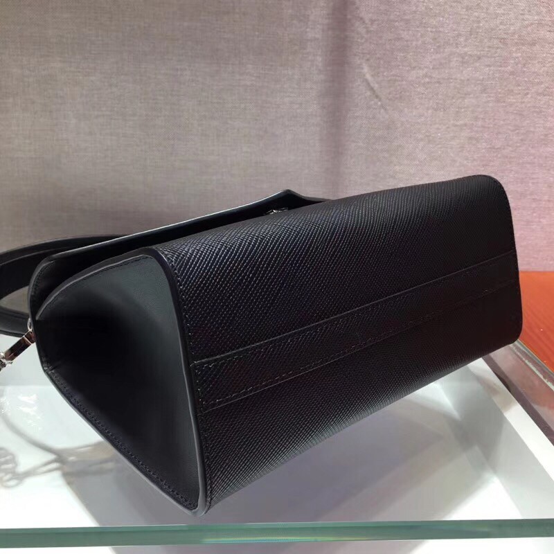 Prada Monochrome Top Handle Bag In Black Saffiano Leather 796