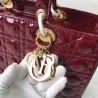 Dior Large Lady Dior Bag In Bordeaux Patent Leather 771