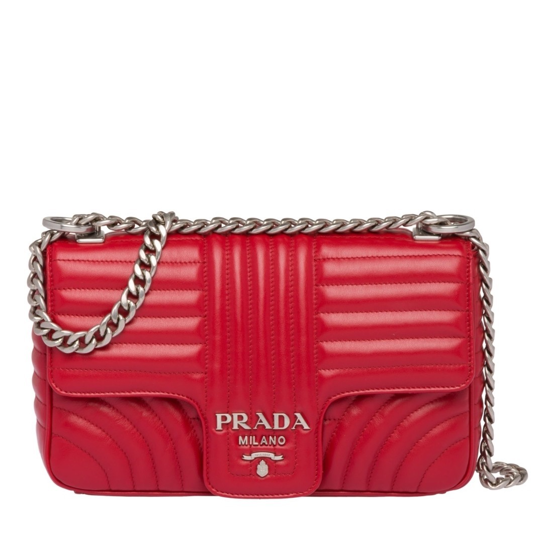 Prada Diagramme Flap Bag In Red Calfskin 773