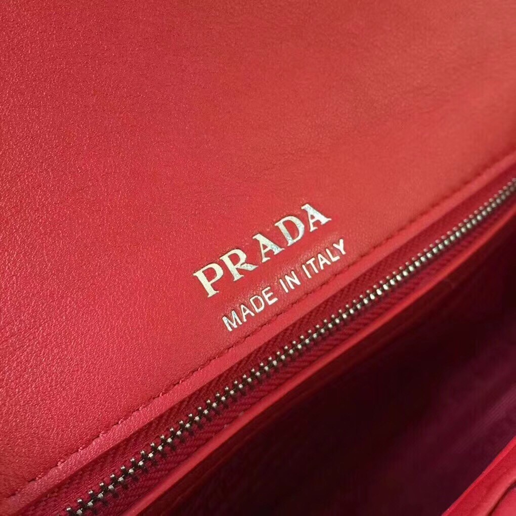 Prada Diagramme Flap Bag In Red Calfskin 773