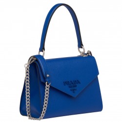 Prada Monochrome Top Handle Bag In Blue Saffiano Leather 799