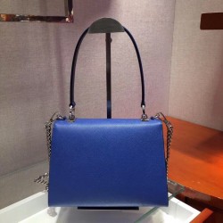 Prada Monochrome Top Handle Bag In Blue Saffiano Leather 799