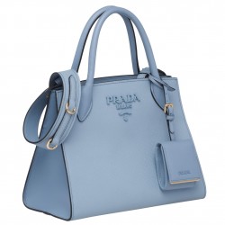 Prada Monochrome Bag In Pale Blue Saffiano Leather 752