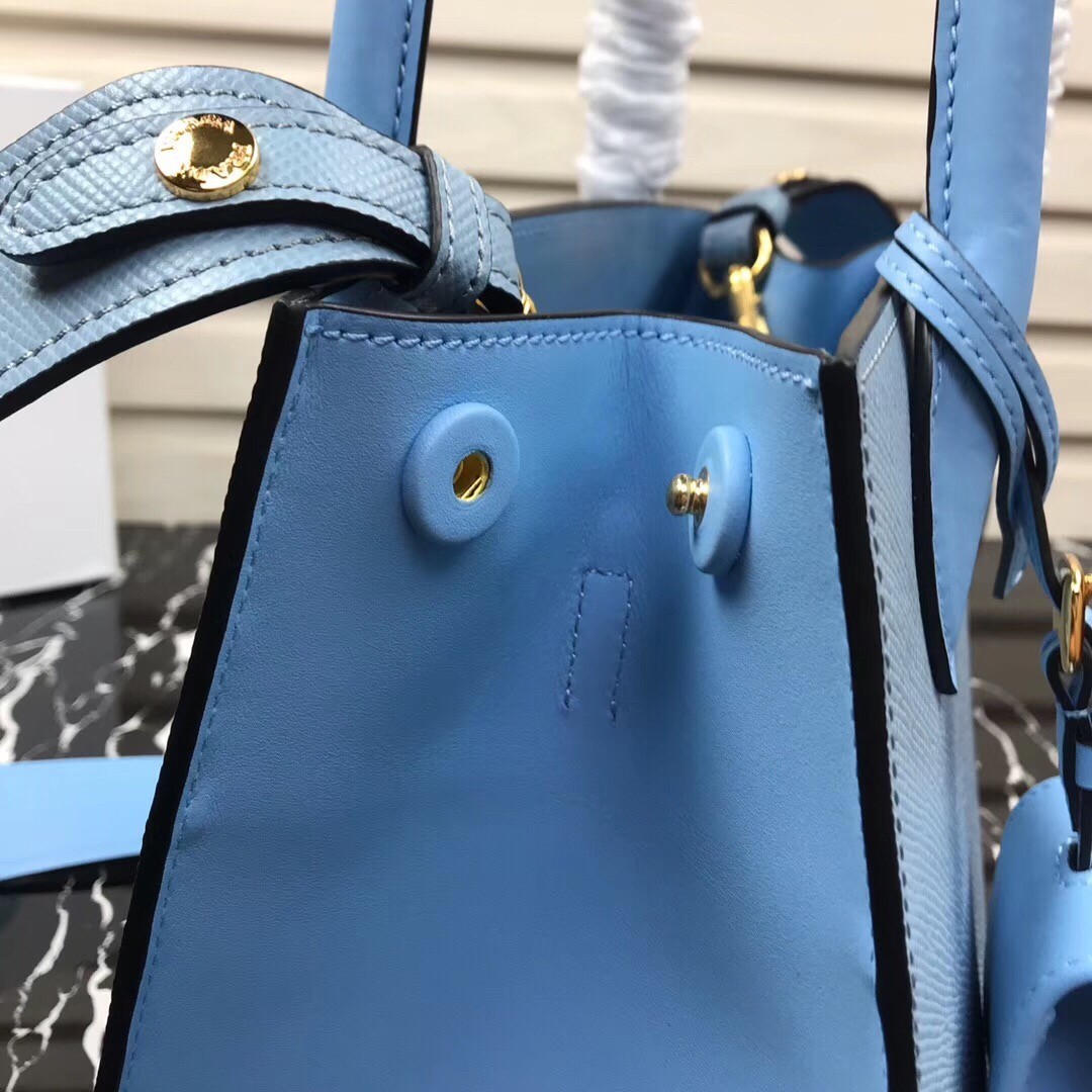 Prada Monochrome Bag In Pale Blue Saffiano Leather 752