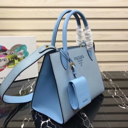 Prada Monochrome Bag In Pale Blue Saffiano Leather 752