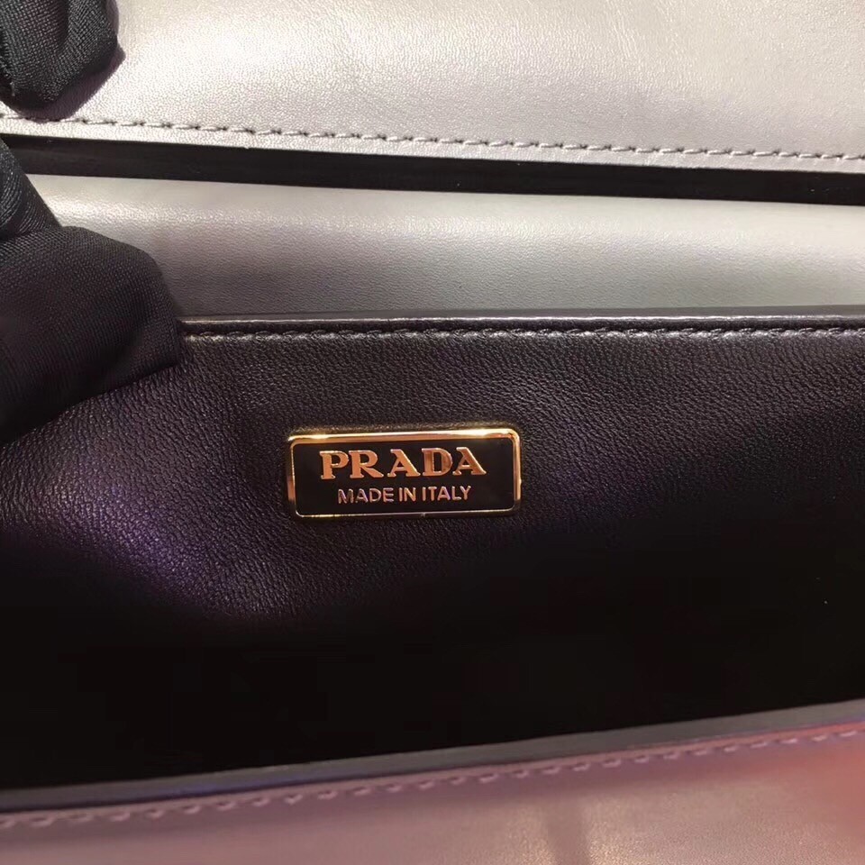 Prada Cahier Shoulder Bag In Grey/Black Leather 615