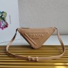 Prada Triangle Pouch Bag In Beige Leather  300