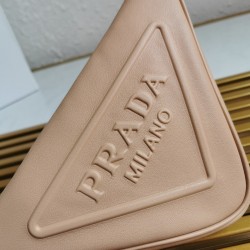 Prada Triangle Pouch Bag In Beige Leather  300