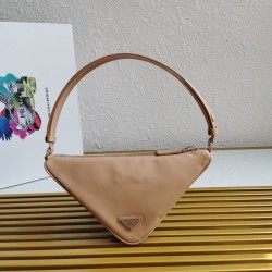 Prada Triangle Pouch Bag In Beige Leather  300