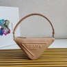 Prada Triangle Pouch Bag In Beige Leather  300