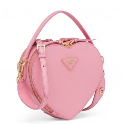 Prada Odette Heart Bag In Pink Saffiano Leather 333