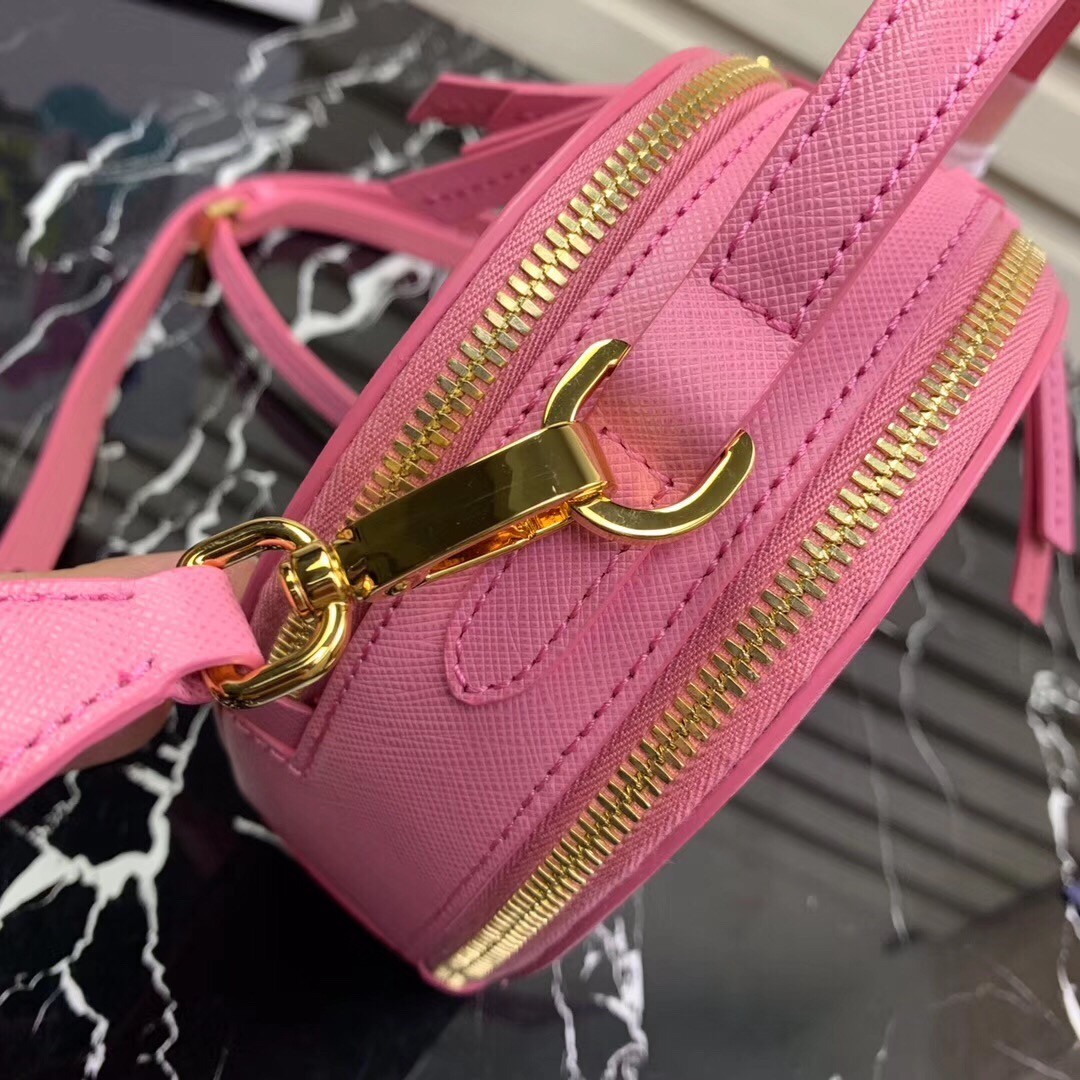 Prada Odette Heart Bag In Pink Saffiano Leather 333