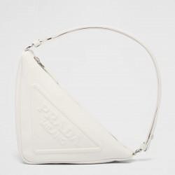 Prada Triangle Pouch Bag In White Leather  679