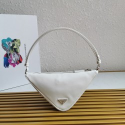 Prada Triangle Pouch Bag In White Leather  679