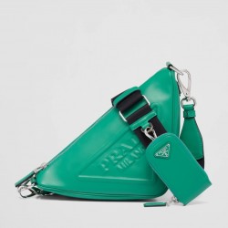 Prada Triangle Shoulder Bag In Green Leather 735