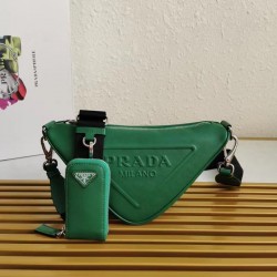 Prada Triangle Shoulder Bag In Green Leather 735
