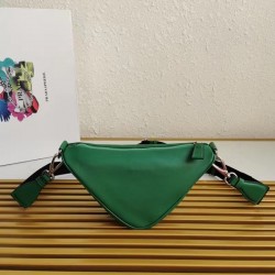 Prada Triangle Shoulder Bag In Green Leather 735