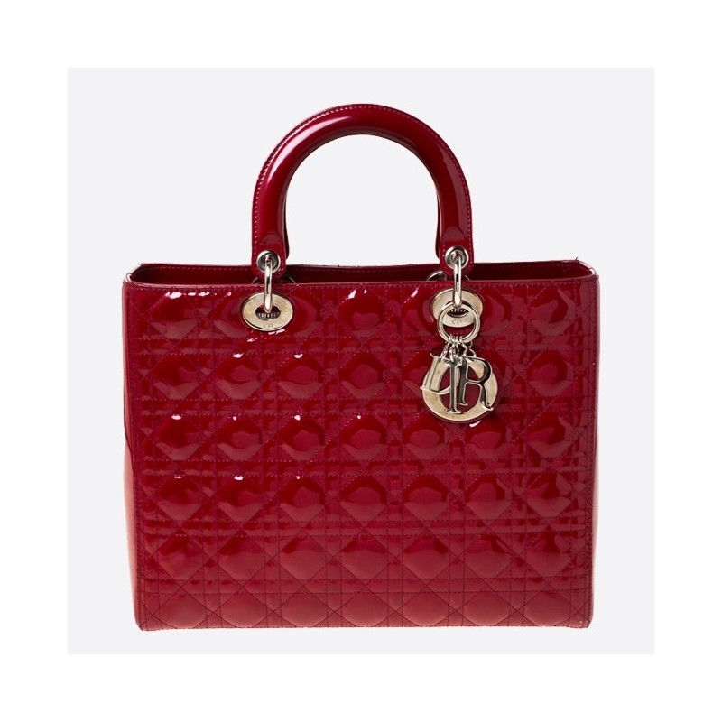 Dior Large Lady Dior Bag In Red Patent Leather 058