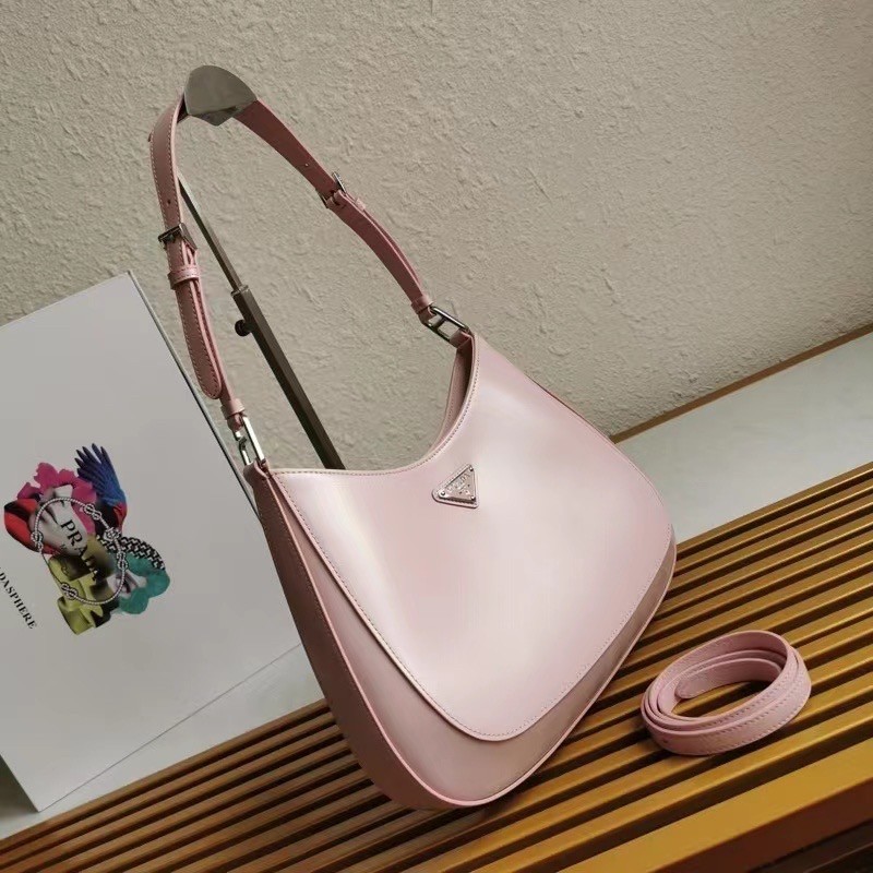 Prada Cleo Shoulder Large Bag In Pink Brushed Leather 983