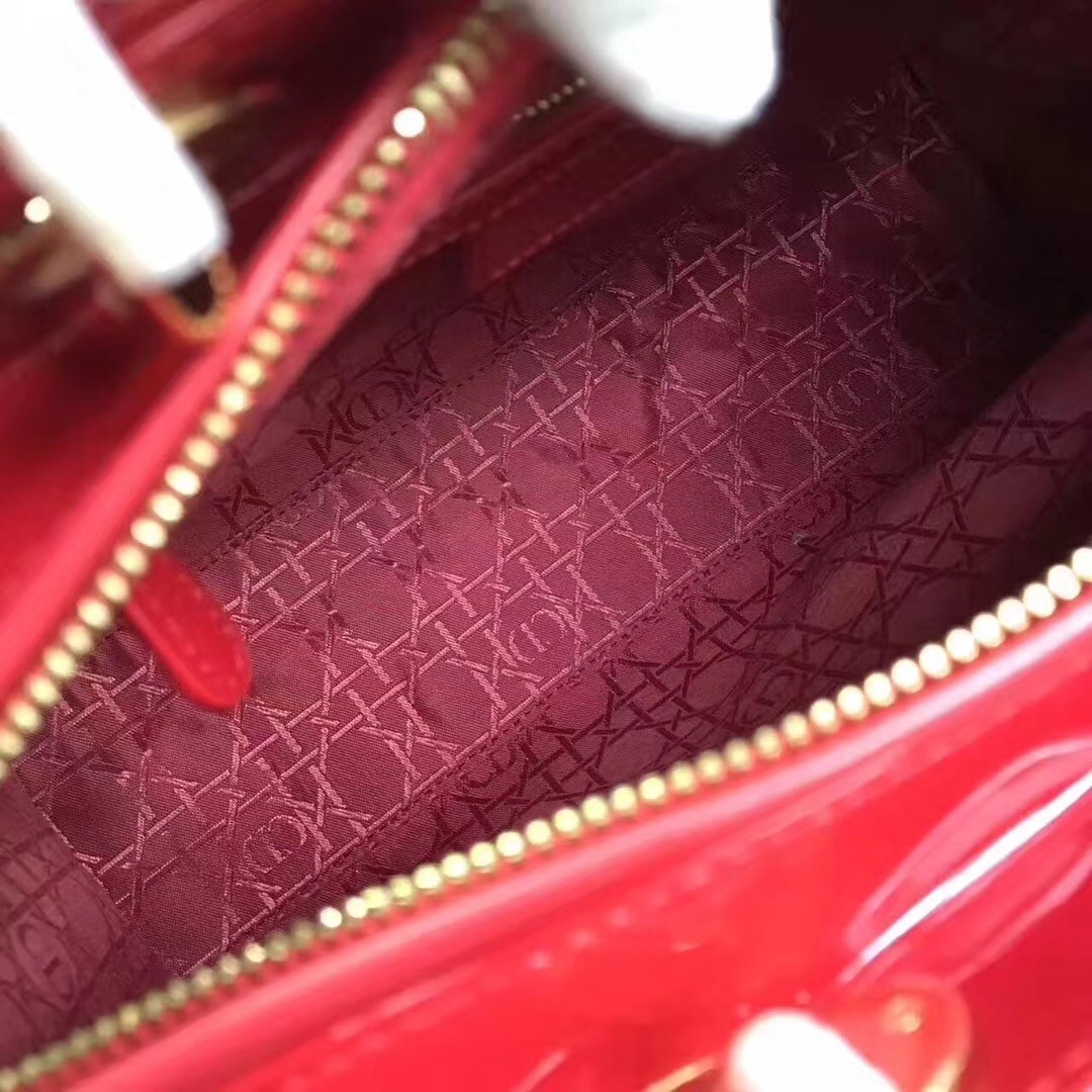 Dior Large Lady Dior Bag In Red Patent Leather 058