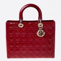 Dior Large Lady Dior Bag In Red Patent Leather 058